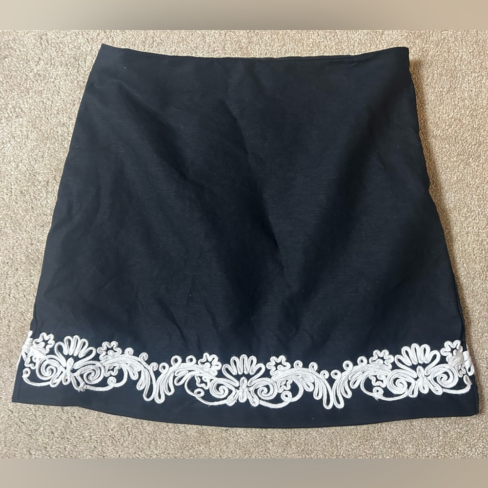 NWOT Loft Embroidered Linen Cotton Shift Skirt Sz 10